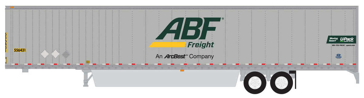 Trainworx N 45393-05 Hyundai 53' Dry Van Semi Trailer with Skirts ABF Freight #2 Large Centered Logo w/ "An ArcBest Co." Slogan