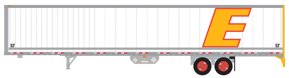 Trainworx N 45394-01 Hyundai 53' Dry Van Semi Trailer with Skirts Estes #1 Large E Logo