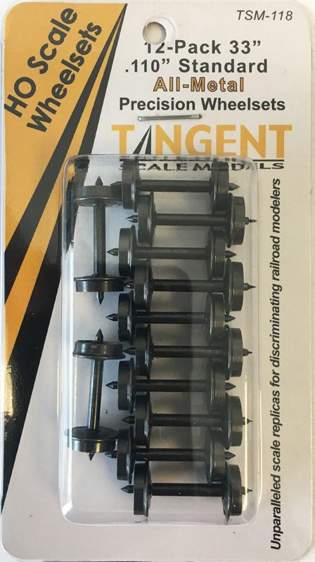 Tangent HO 118 33" Normal Tread 0.110" Blackened All-Metal Precision Wheelsets - 12 pack