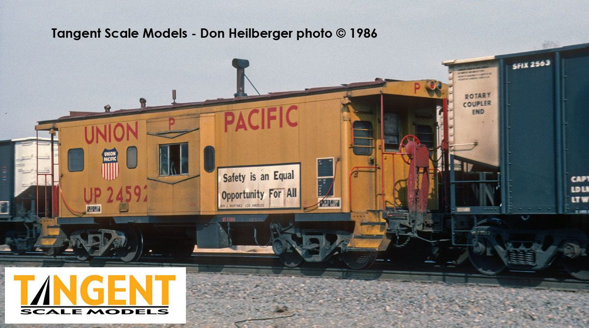 Tangent Scale Models HO 60415-02 ICC Bay Window Caboose Union Pacific 1981+ 'Equal Opportunity for All' w/ Red-Green Lights UP #24592