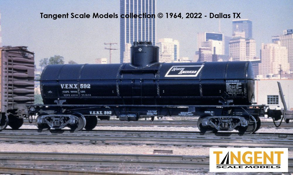 Tangent Scale Models HO 19025-03 General American GATC 8,000 Gallon 1917-Design Radial Course Tank Car VENX '1964 North American Lease' VENX #592