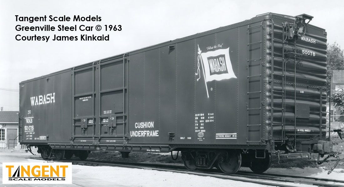 Tangent Scale Models HO 33013-04 Greenville 6,000CuFt 60' Double Door Box Car Wabash 'Delivery Red 9-1963' WAB #50089