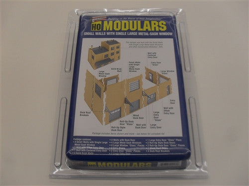 Walthers Modulars HO 933-3732 Small Walls with Single Large Metal-Sash Window