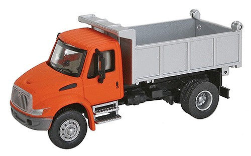 Walthers SceneMaster HO 949-11633 International 4300 Single-Axle Dump Truck Orange Cab Silver Dump Bed