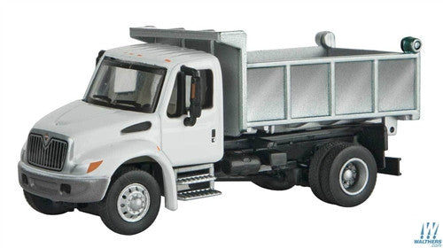 Walthers SceneMaster HO 949-11637 International 4300 Single-Axle Dump Truck Assembled - white cab silver bed