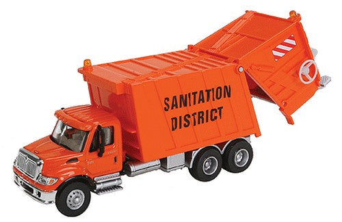 Walthers SceneMaster HO 949-11770 International 7600 Dual-Axle Garbage Truck Orange 'Sanitation District'