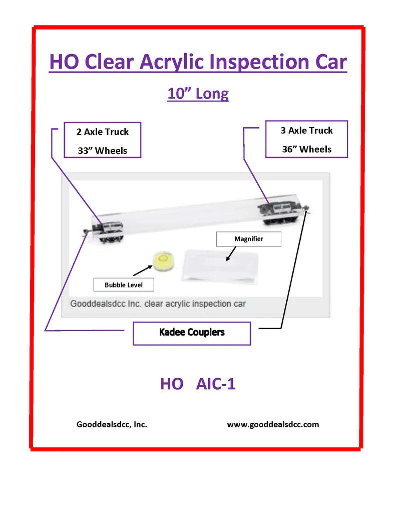 GoodDealsDCC HO AIC-1 HO Scale Acrylic Inspection Car
