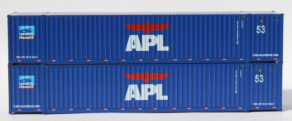 Jacksonville Terminal Company N 535033 Ocean 53' Corrugated Side Containers APL 'large Logo Early Scheme' 2-Pack