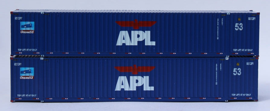 Jacksonville Terminal Company N 535006 Ocean 53' Corrugated Side Containers APL 'large Logo No Lift' Set #1 2-Pack