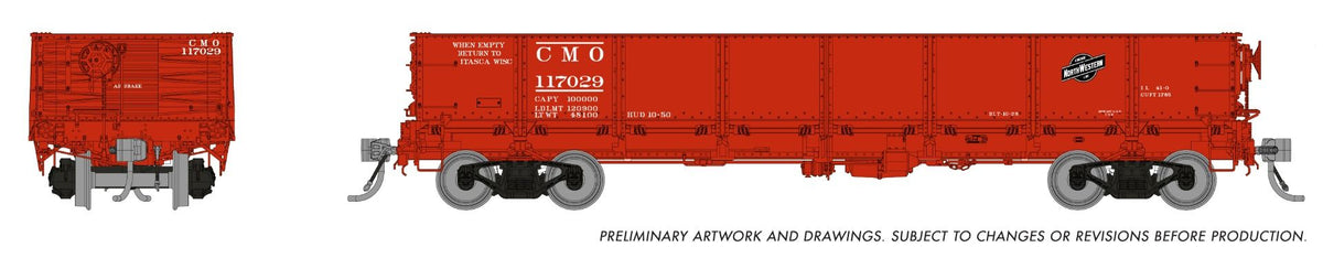 Rapido Trains Inc HO 163012A 40' Drop Bottom Gondola Chicago & North Western CMO Single Car