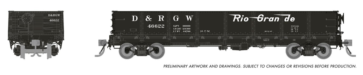 Rapido Trains Inc HO 163013 40' Drop Bottom Gondola Denver, Rio Grande & Western D&RGW 6-Pack