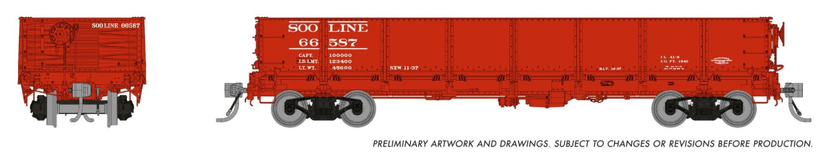 Rapido Trains Inc HO 163016A 40' Drop Bottom Gondola SOO Line Single Car