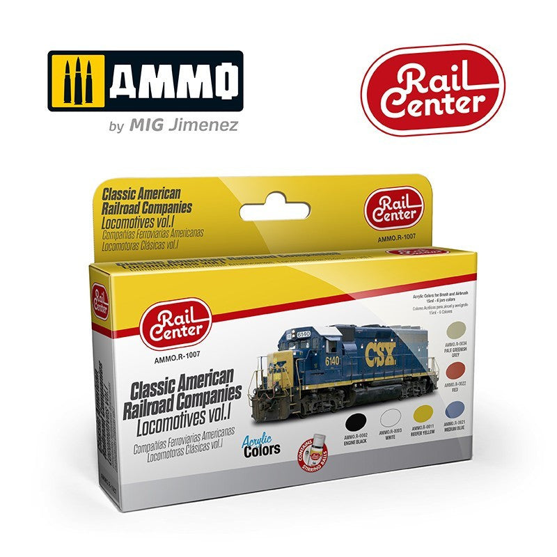 AMMO MIGR-1007 AMMO RAIL CENTER Acrylic Colors - Classic American Railroad Companies - Locomotives Vol. 1