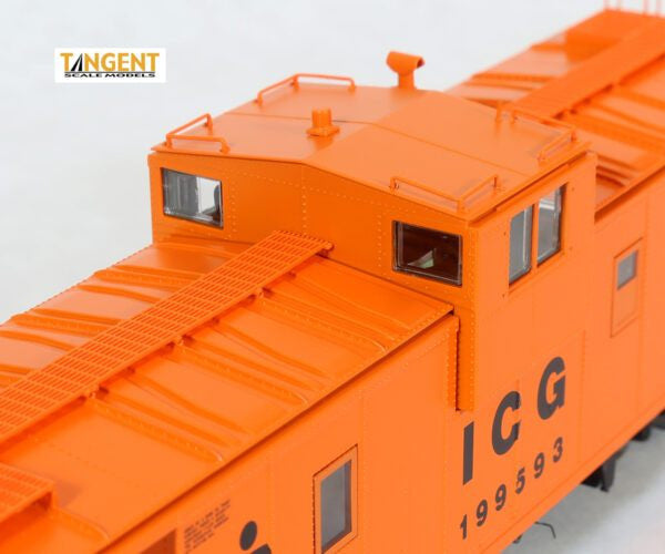 Tangent Scale Models HO 60212-04 IC Centralia Shops Steel Wide-Vision Caboose Illinois Central Gulf 'Simplified Orange Repaint w/ Logo 1978+' ICG #199593