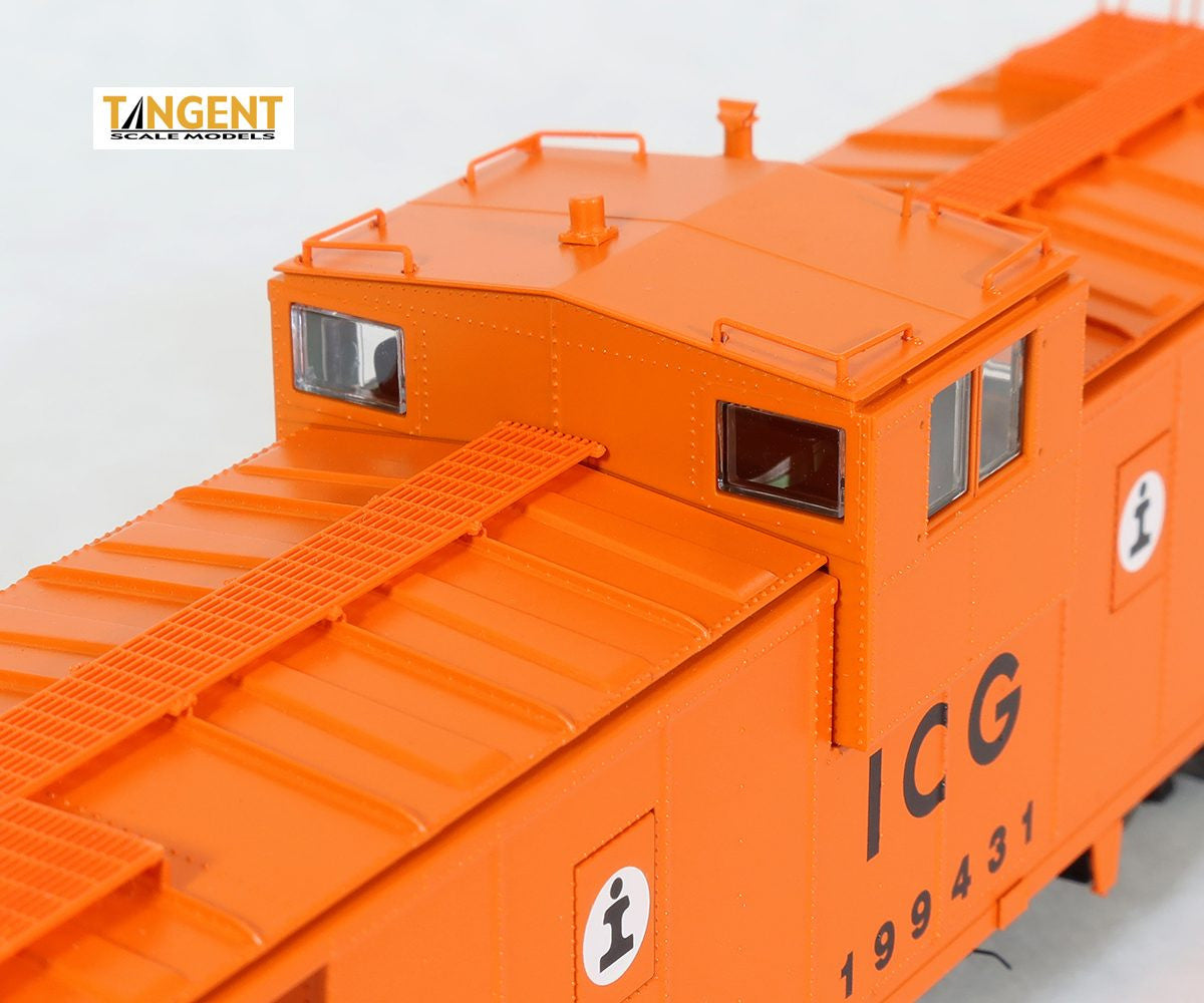 Tangent Scale Models HO 60213-01 IC Centralia Shops Steel Wide-Vision Caboose Illinois Central Gulf 'Simplified Orange Repaint 1987+' ICG #199431