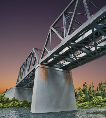 Walthers Cornerstone HO 933-4552 Double Track Railroad Bridge Concrete Piers - 2 Pack - Kit