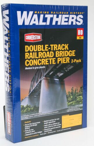 Walthers Cornerstone HO 933-4552 Double Track Railroad Bridge Concrete Piers - 2 Pack - Kit