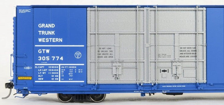 Tangent Scale Models HO 25518-06 Greenville 86′ Quad Plug Door Box Car Grand Trunk Western 'Delivery 12-1969' GTW #305761