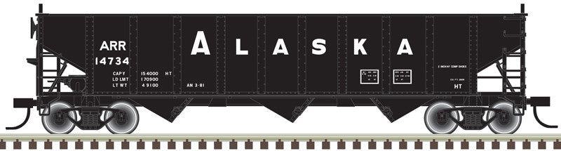 Atlas Trainman HO 20006914 AAR 70 Ton 9-Panel 3-Bay Open Hopper Arched End Alaska Railroad ARR #14734