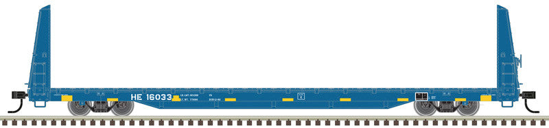 Atlas Trainman HO 20007958 62' Bulkhead Flat Car Hollis & Eastern HE #16078