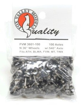 ScaleTrains Fox Valley Models N FVM3601100 Semi-Scale Wheelsets .540" Axle 36" Wheel 100-Pack