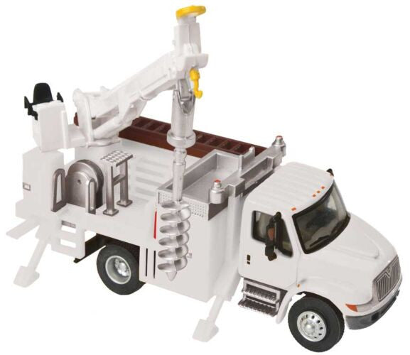 Walthers SceneMaster HO 949-11734 International 4300 Utility Truck with Drill Assembled - White