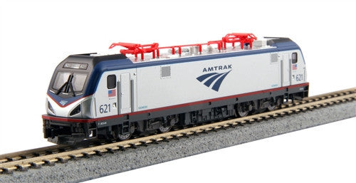 Kato N 106-8001-LS-DMW with DCC/ESU LokSound V5 Equipped Amtrak ACS-64 Locomotive and 4 Lighting Equipped Amfleet I Phase VI Passenger Cars 5-Unit Bookcase Set