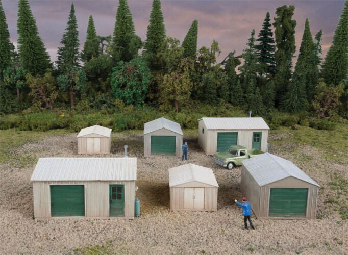 Walthers Cornerstone HO 933-4123 Metal Yard Sheds - 6 Sheds - Kit