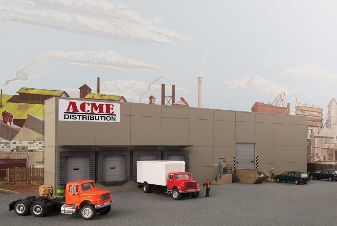 Walthers Cornerstone HO 933-4071 Modern Concrete Warehouse Background Building - Kit