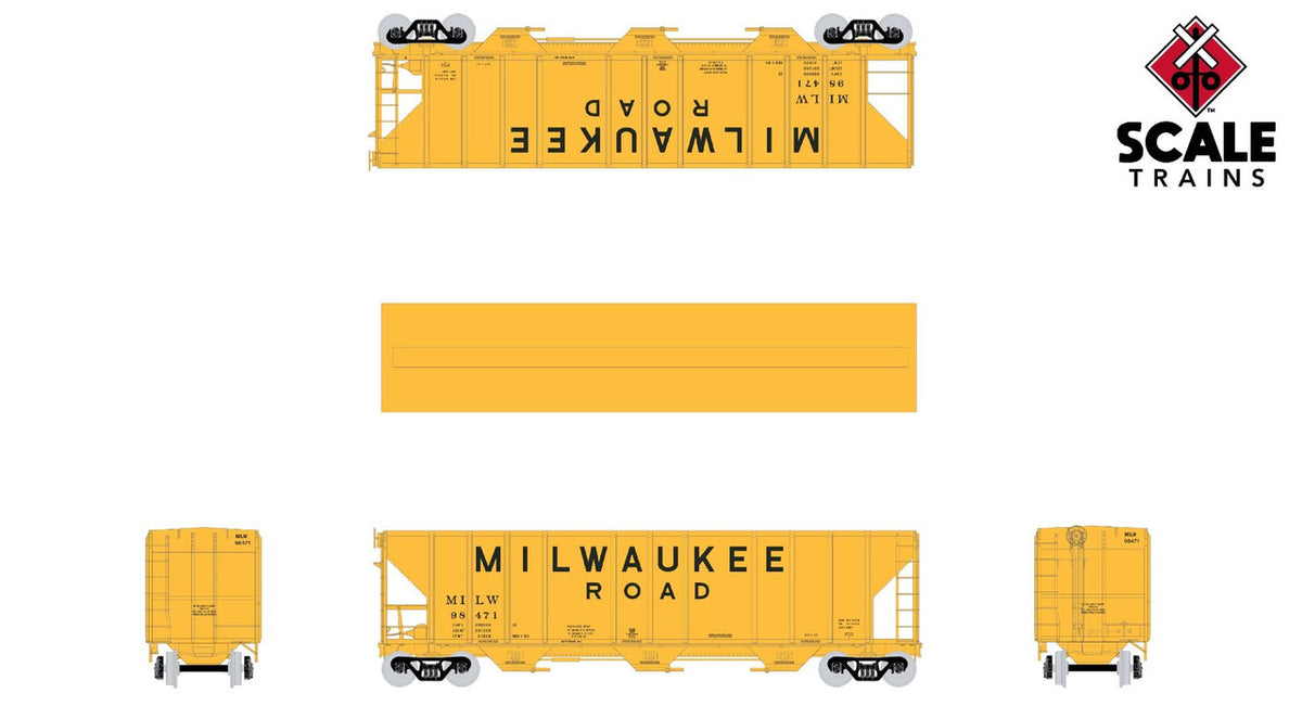 ExactRail N 53016-4 Pullman-Standard 4427 Covered Hopper Milwaukee Road '1965 As Delivered' MILW #98506