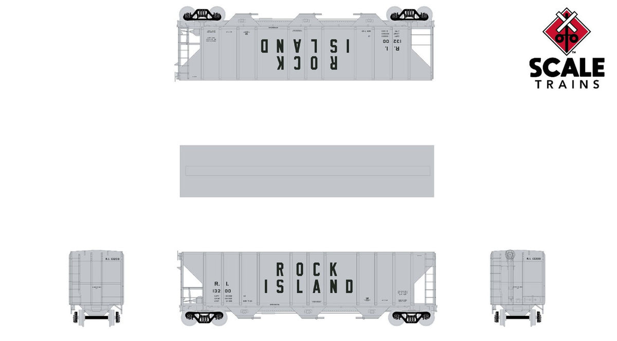 ExactRail N 53018-2 Pullman-Standard 4427 Covered Hopper Rock Island '1965 As Delivered - Billboard' RI #13223