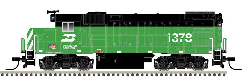 Atlas Trainman N 40004984 DCC Ready EMD GP15-1 Locomotive Burlington Northern w/US Flag BN #1378