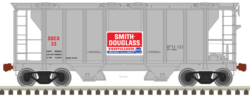 Atlas Trainman HO 20006560 PS-2 Covered Hopper Car Smith Douglass Fertilizer SDCX #33