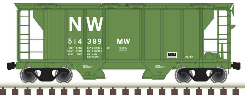 Atlas Trainman N 50005905 Pullman-Standard PS-2 2-Bay Covered Hopper Norfolk & Western 'MOW green' NW #514405