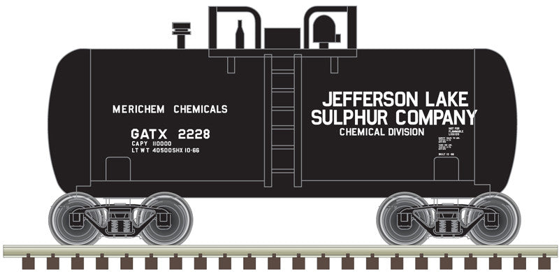 Atlas Trainman N 50006877 Beer Can Shorty Tank Car Jefferson Lake Sulphur GATX #2228