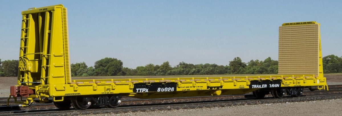 ScaleTrains Rivet Counter N SXT38969 BSC F68AH Bulkhead Flatcar Trailer Train/TT Logo/Yellow TTPX #80179