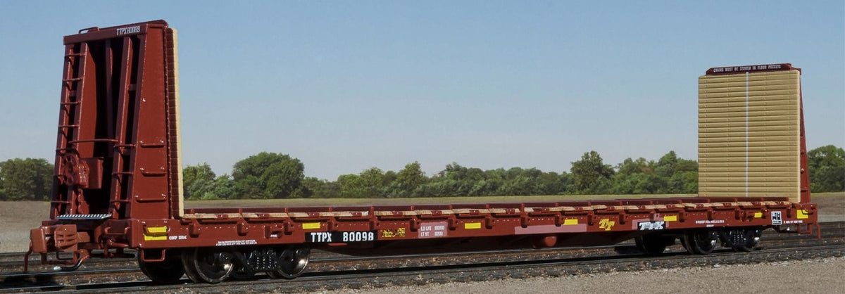 ScaleTrains Rivet Counter N SXT38974 BSC F68AH Bulkhead Flatcar Trailer Train TTX/Oxide Red 'Patch' TTPX #80098