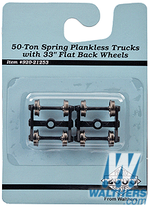Walthers PROTO 2000 HO 920-21253 Freight Car Trucks 50-Ton Spring Plankless w/33" Flat Back Wheel Sets - 1 Pair