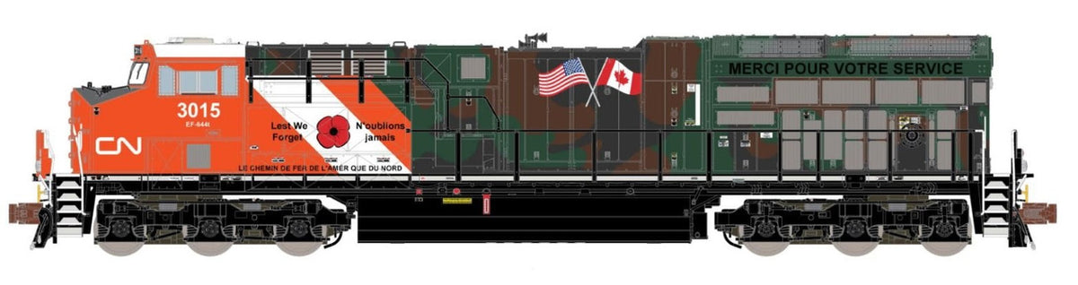 ScaleTrains Rivet Counter N SXT33636 DCC/ESU LokSound 5 Equipped GE ET44 Canadian National 'Veterans Commemorative Scheme' CN #3015