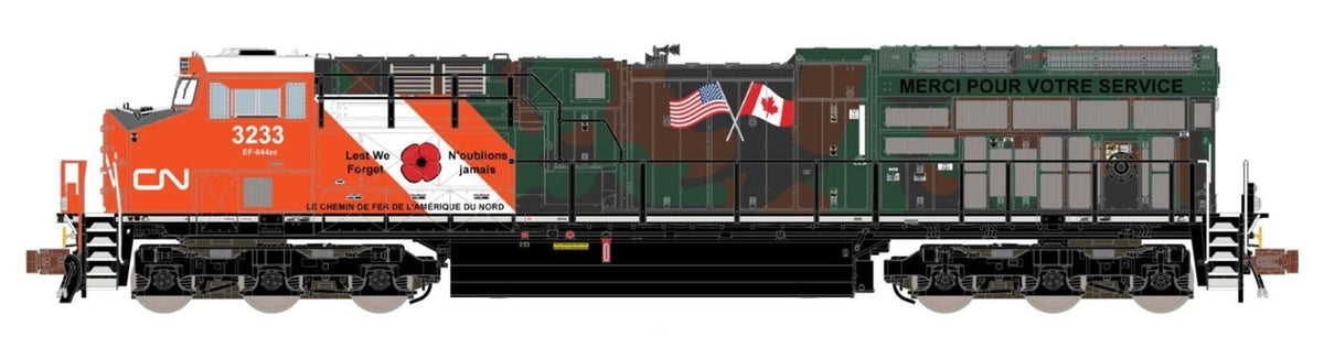 ScaleTrains Rivet Counter N SXT33636 DCC/ESU LokSound 5 Equipped GE ET44 Canadian National 'Veterans Commemorative Scheme' CN #3015