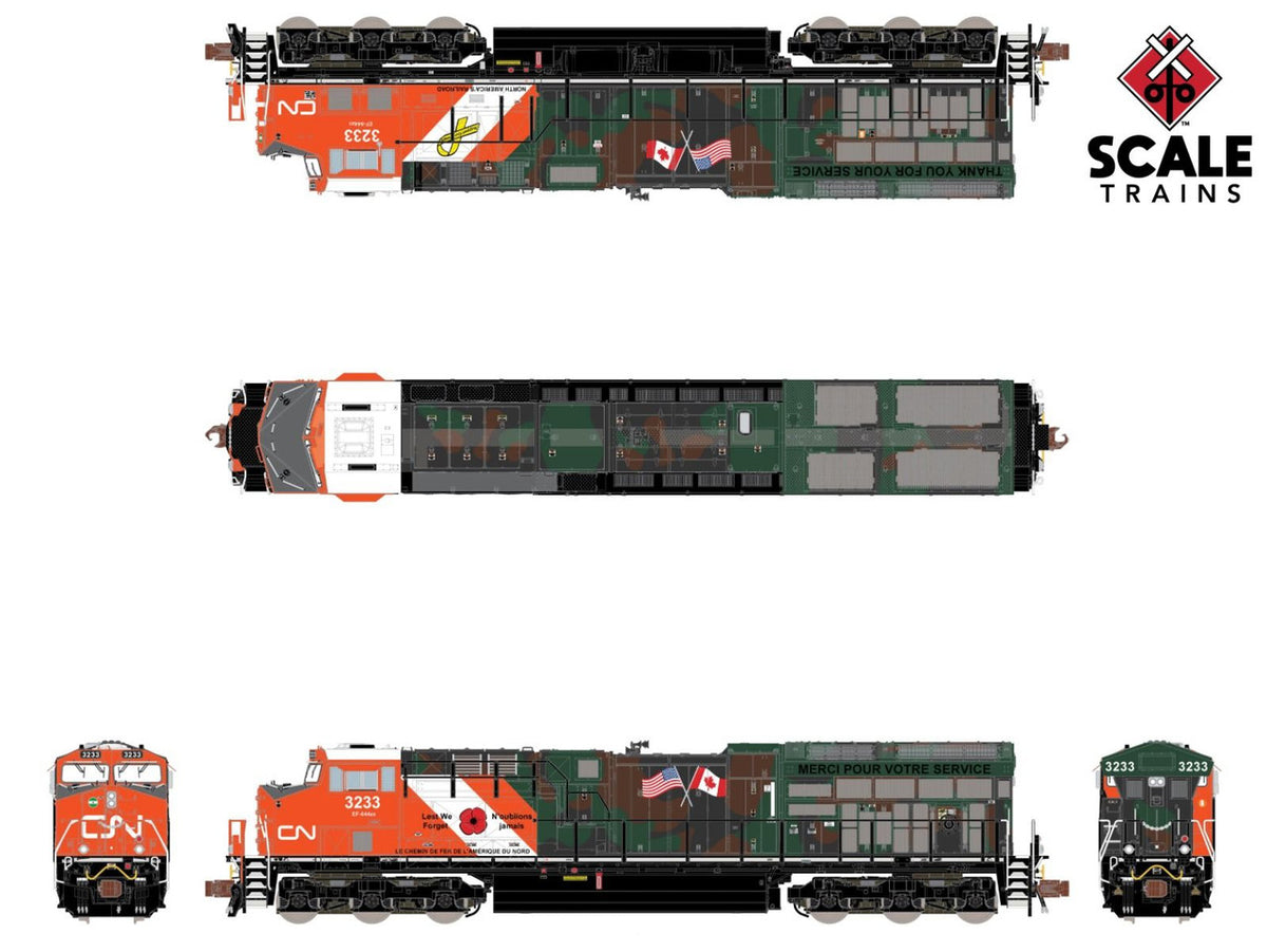 ScaleTrains Rivet Counter N SXT33645 DCC Ready GE ET44 Canadian National 'Veterans Commemorative Scheme' CN #3233