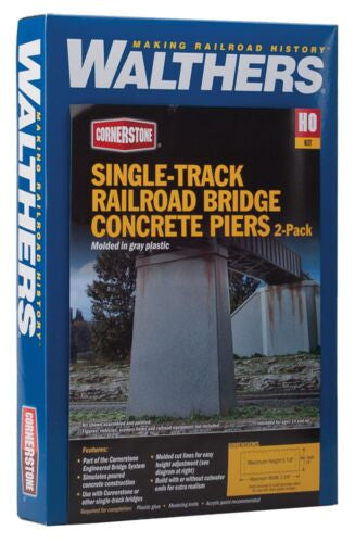 Walthers Cornerstone HO 933-4550 Single Track Railroad Bridge Concrete Piers - 2 Pack - Kit