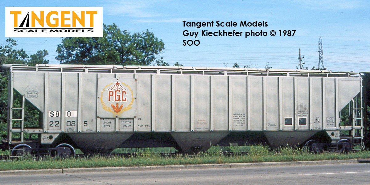 Tangent Scale Models HO 36367-01 PS4750 Covered Hopper Soo Lines ex-Producer’s Grain 1985+ SOO #22085