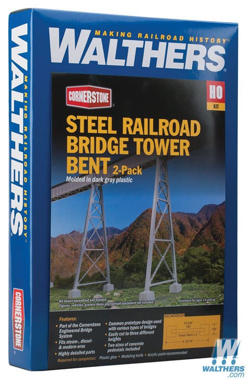 Walthers Cornerstone HO 933-4555 Steel Railroad Bridge Tower Bent 2 Pack - Kit
