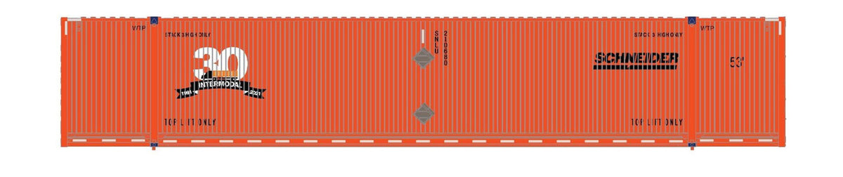 ScaleTrains Operator N SXT11649 CIMC 53' Corrugated Dry Container Schneider '30th Anniversary' SNLU 3-Pack