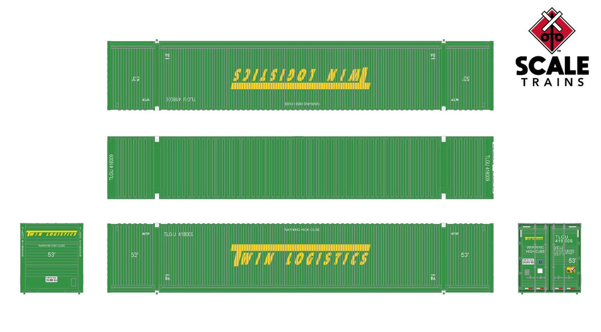 ScaleTrains Operator N SXT11656 CIMC 53' Corrugated Dry Container Twin Logistics TLGU 3-Pack