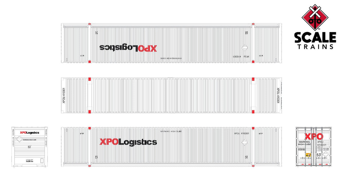 ScaleTrains Operator N SXT11692 CIMC 53' Corrugated Dry Container XPO Logistics XPOU #410563