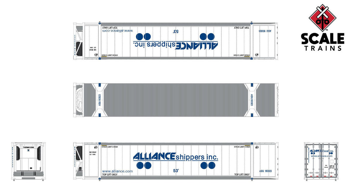 ScaleTrains Operator N SXT11741 CIMC 53' Reefer Container Alliance Shippers ASIU 3-Pack