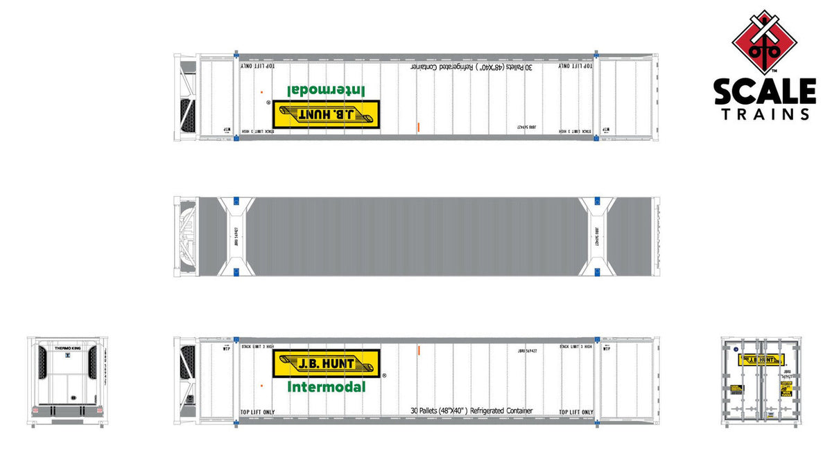 ScaleTrains Operator N SXT11754 CIMC 53' Reefer Container JB Hunt JBRU 3-Pack