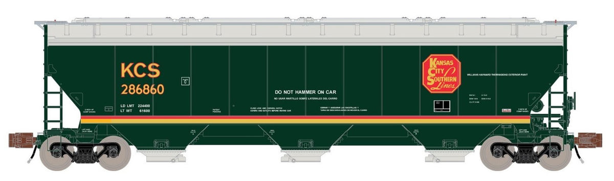 ScaleTrains Rivet Counter N SXT33249 Gunderson 5188 cf Covered Hopper, Kansas City Southern 'Belle' #287298